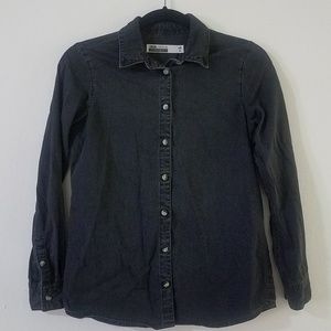 ASOS acid washed black denim button down shirt